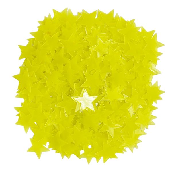 NyxSeat 300 Stück leuchtende Sternaufkleber, Fluoreszierende Aufkleber, 3D leuchtende Sterne Tapete, Kinderzimmerdekoration (Gelb)