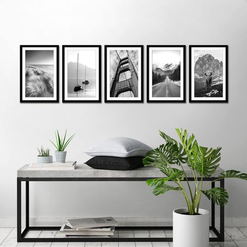 Americanflat 11x17 Picture Frame Set of 5 in Black - Use as 9x15 Picture Frame with Mat or 11x17 Frame Without Mat - Picture Frames Collage Wall Decor with Plexiglass Cover - Gallery Wall Frame Set