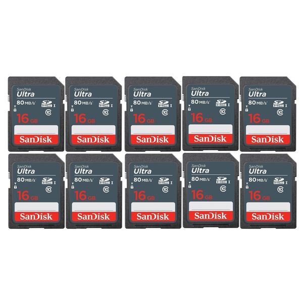 16GB Sandisk Ultra C10 SD cards 10 pack for Camera / Trail Camera / Computers