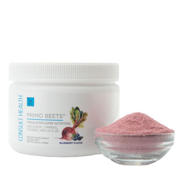 Consult Health Primo Beets - Beet Root Powder Drink Mix – Nitric Oxide to Boost Daily Nutrition with Ginger & Turmeric - Support Circulation - Blueberry Flavor - 30 Servings (1Pack)