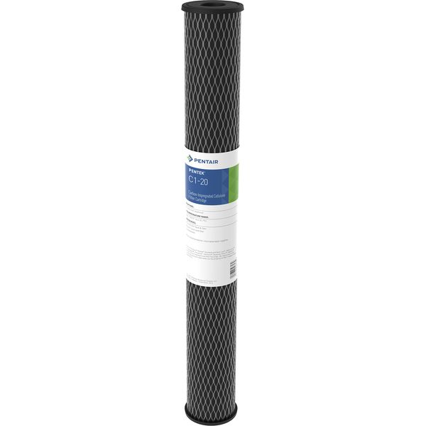 Pentair Pentek C1-20 Carbon Water Filter, 20-Inch, Whole House Dual Purpose Powdered Activated Carbon-Impregnated Cellulose Replacement Cartridge, 20" x 2.5", 5 Micron