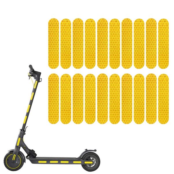 Glodorm MORICHS 20 PCS Universal Self-Adhesive Night Reflective Stickers for Electric Scooter Waterproof Warning Strip for Scooter Decoration Accessories (Yellow)