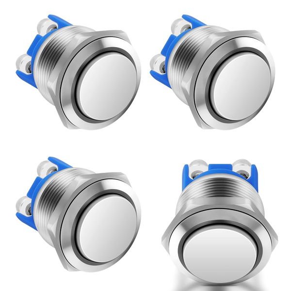 HOTUT 4 Pieces 16 mm Momentary Push Button Switch, Waterproof Push Button Switch, Push Button Switch, Round Push Button Switch, Momentary Mini Push Button Switch, Round Momentary Switch (High Head)