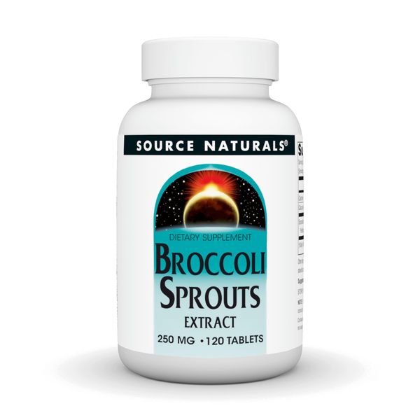 Source Naturals Broccoli Sprouts Extract, Containing Up to 50 Times The Concentration of Isothiocyanates as Mature Broccoli, 250 mg - 120 Tablets