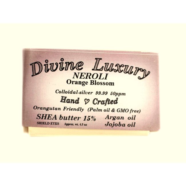 Colloidal Silver Soap Bar NEROLI (essential oil) DivineLuxurySoap - All Natural, No Palm Oil, Feel Clean, Safe, Bubbly