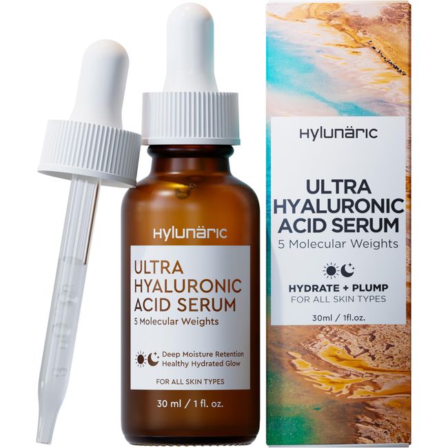 Hylunaric Acid Serum for Face - Mixed Molecular Weight Hyaluronic Acid Serum With High Molecular Weight & Low Molecular Weight - HA Serum 98% Natural & 31% Organic 1oz