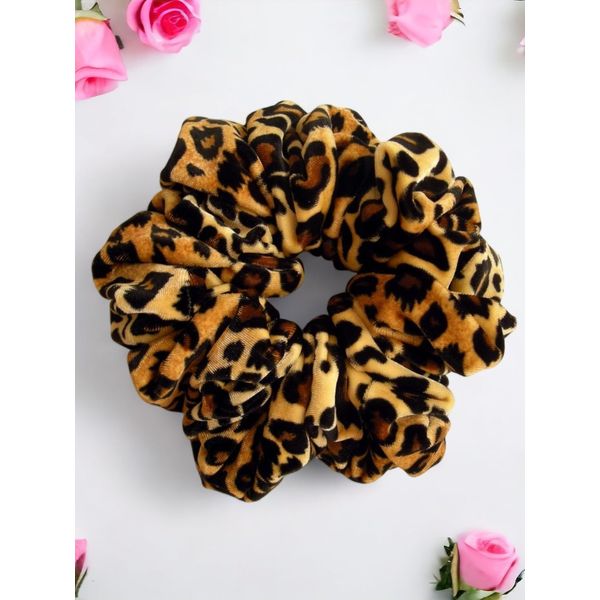 Leopard Velvet Hair Scrunchy - Jumbo