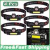 4 PCS USB Rechargeable Waterproof LED Headlamp Headlight Head Light Flashlight