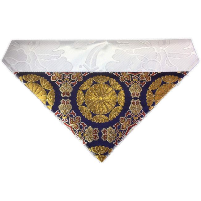 Pure Silk Uchiki (Buddhist Altar, Triangular Uchishiki, Uchishiki, Inner Floor), Made in Japan (Width 11.4 inches (29 cm) (50s), Karahana Shell, Navy Blue)