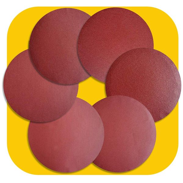 60 PCS 150mm NO-Hole PSA Aluminum Oxide Sanding Disc, Self Stick(10 Each of 60 100 150 180 240 400)