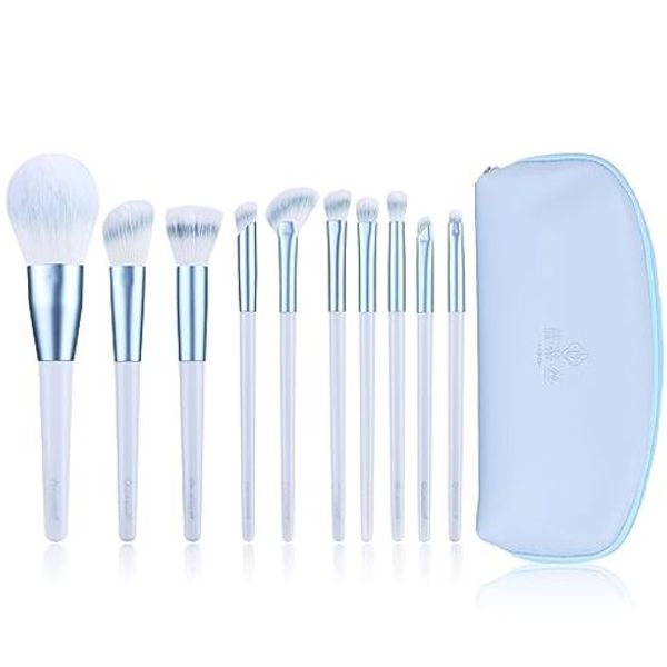 MSQ Makeup Brushes, 10-piece Set, Eyeshadow Brush, Cheek Brush, Concealer Brush, Premium Fiber Hair, Super Soft, Popular for Everyday Makeup, Strong Powder Hold, Makeup Tool, Comes with Makeup Bag, Gift Box (Wind Chime Custom)