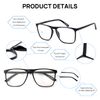 OCCI CHIARI Men's Reading Glasses 0.0, Rectangular Blue Light Blocking Glasses for Men, Stylish Computer Glasses Durable Hinge (Black)
