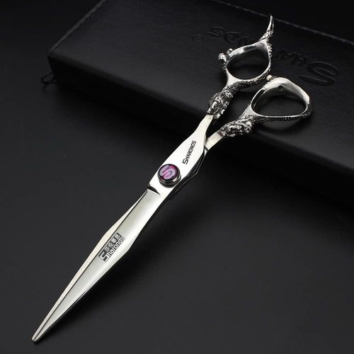 sharonds 6 inch/7 Inch Hair Scissors, Blue Gem Hair Scissors, High-End Salon 440C Steel Barber Scissors (7 Inch 2pc-B)