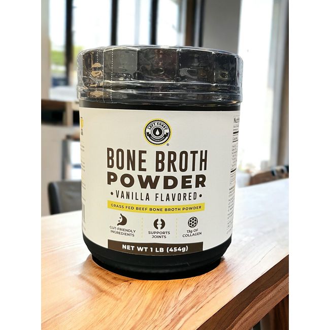 Left Coast Grass-Fed Bone Broth Powder - 1 lb Vanilla exp-02/2025