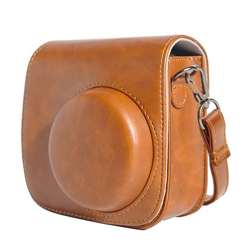 HIUOUIH Instant Camera Bag Compatible with Instax 11 Mini Vintage Compact Protective Case Instant Camera PU Leather Camera Bag Travel Case Cover Removable Strap, brown, /