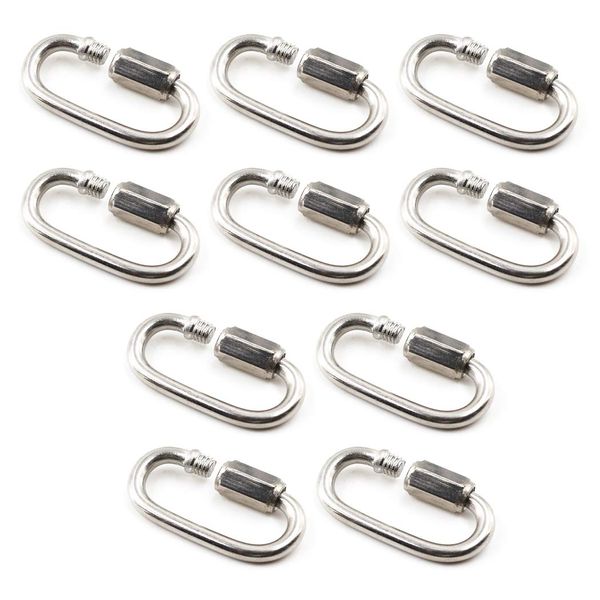 M4 D Shape Quick Links 304 Stainless Steel Quick Chain Repair Links Lock Ring (10PCS)