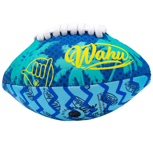 Wahu 100% Waterproof Mini Beach Football with Real Laces for in and Out of Water Play, 6.5" Outdoor Mini Football for Pool and Beach Games, Blue/Teal