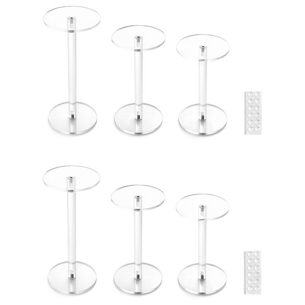 QWORK Round Acrylic Display Stand, 2 Sets Premium Clear Round Riser Stands