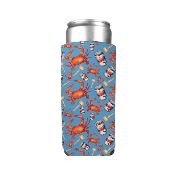 Crab, Mallet & Natty Boh (Light Blue) / Slim Can Cooler - 1 / Blue