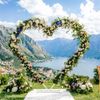 Large Double Pole Heart Shape Wedding Arches Metal Backdrop Stand Antirust Arbor