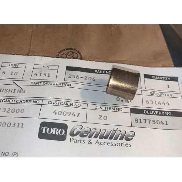 New Genuine Toro Bushing 256-206