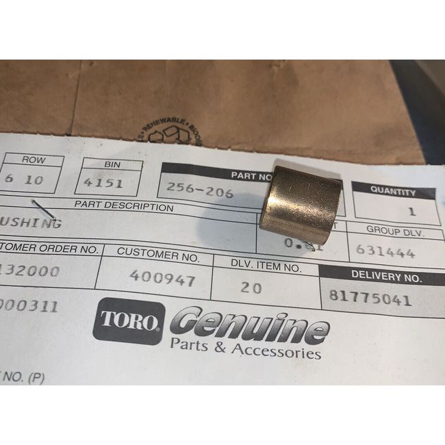 New Genuine Toro Bushing 256-206