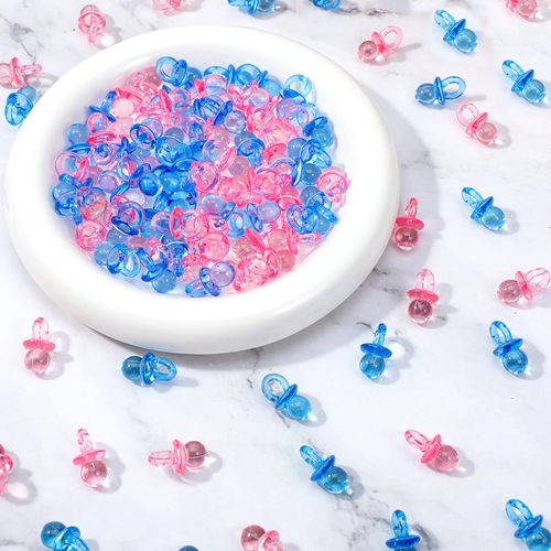 Amabro 100Pcs Mini Acrylic Pacifiers, Small Pacifiers Confetti Table Scatter Decoration Baby Party Boy Girl Gender Reveal Birthday Favors Table Decor Baby Shower Game Supplies