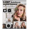 5K Digital Cameras 64MP 18X Autofocus Video Compact Camera  for Beginner Youtube