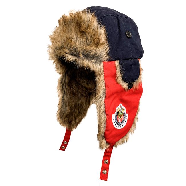 Icon Sports Chivas Trapper Hat, Club Guadalajara Winter Hat, with Faux Fur & Ear Flaps - for Hunting, Skiing & Cold Weather Activities Navy