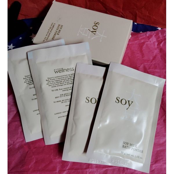 Avon Wellness Soy Milk Bath Powder (4 Packs). New In Box