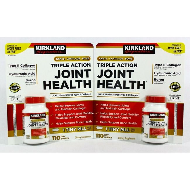 2 Packs Kirkland Triple Action Joint Health 110 Tablets Each 220 Tablets Total