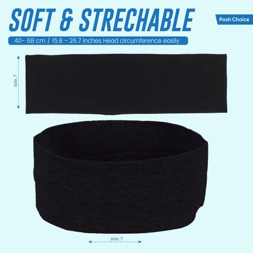 2 x Elegant 7cm Black Headbands for Any Occasion | Premium Black Headbands For Women - Comfortable Headbands| Hair Accessories for Sports and Fashion | Makeup Headbands