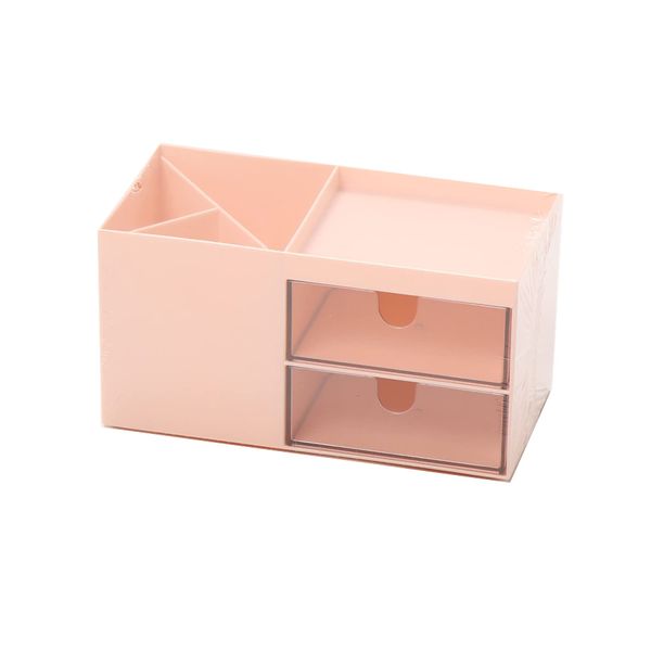 Makeup Box, Large Capacity, Cosmetics Box, Cute, Stylish, Tabletop, Small Storage, Drawer, Pen Holder, Toothbrush Stand, Cosmetics, Box, Makeup Case, Storage, Skin Care, Interior, Waterproof, Nordic Style, Pink, White, Blue (Pink)