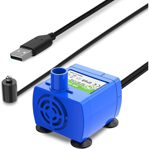 Cat Water Fountain Pump, 2.4L Dog Pet Drinking Replacement with LED Light USB Automatic Submersible 5.9Ft Cable Small Pump Low Energy Consumption for Aquarium Fish Tank Pond Hydroponics