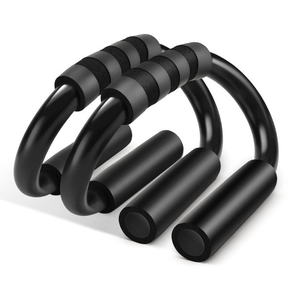 Upper body fitness equipment S-shaped push-up bracket Russian pretty auxiliary fitness wheel abs crash equipment male exercise chest muscle home training, [02] black push-up bracket