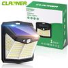 CLAONER Solar Power 128 LED Lights PIR Motion Sensor Outdoor Security Lamp Wall
