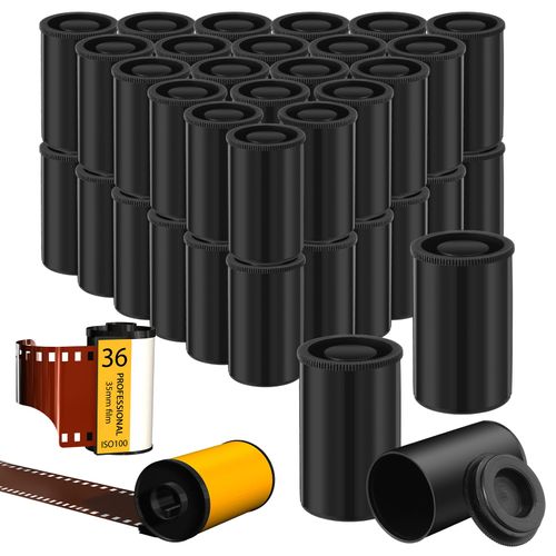 Wenqik 50 Pieces 35mm Film Canisters with Caps Plastic Film Canister Holder Empty Film Containers with Lids Camera Reel Containers for Beads Fish Hook Small Accessories Storage and Geocaching (Black)