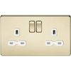 Knightsbridge SFR9000PBW Screwless 13A 2G Dp Switched Polished Brass with White Insert, Socket-Double