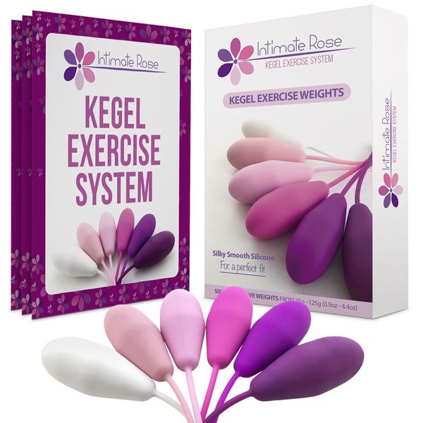 Kegel Exercise System - Pelvic Floor Exercises - Set of 6 Premium Silicone Kegel Exercise Weights & Control with Training Kit for Women: Beginners & Advanced