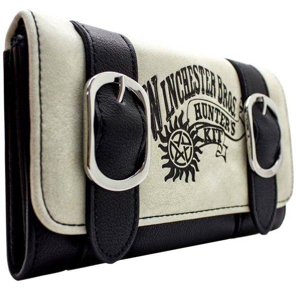 Super Natural Sam & Dean Monster Hunter Tri-Fold Coin Pocket & Card Holder Wallet - Beige, beige, Standard size, Tri-Fold