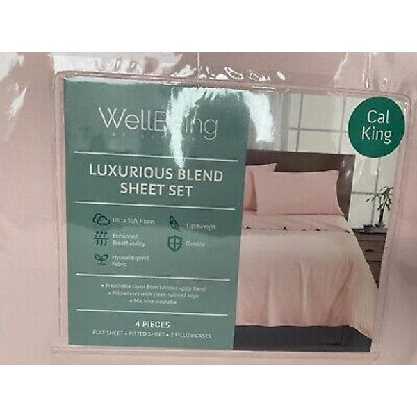 New Well Being Luxurious Blend Bed Sheets Set - Cal King Pink