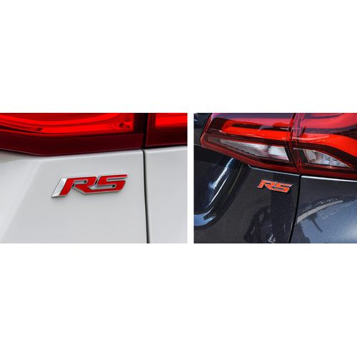 2Pcs New cab RS Emblem Decal Sticker 3D Logo Badge (Silver red)