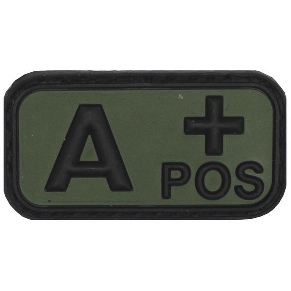 Klettabzeichen, schwarz/oliv, Blutgruppe "A POS", 3D