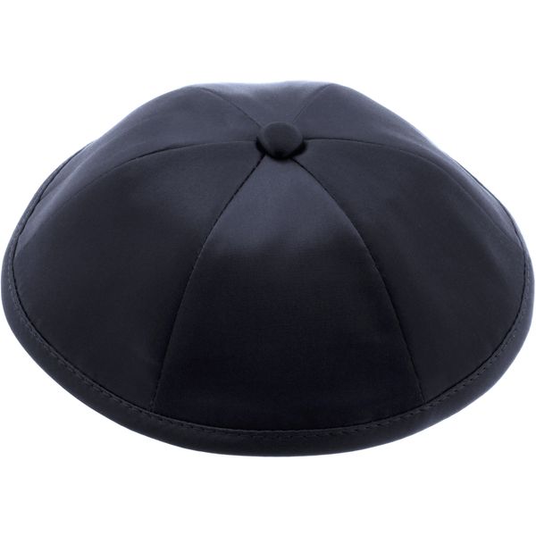 Rimmon Judaica Plain Satin Kippah with 6 Sections, Navy Blue, Medium
