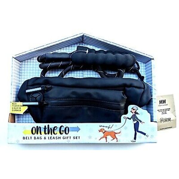 Travel Waterproof Black Dog Leash Reflective Belt Bag Sling Pet Waste Dispenser