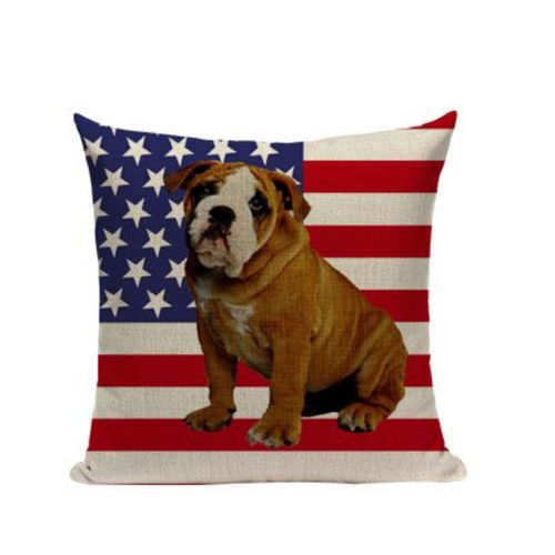 American Bulldog Flag L41 Cushion Pillow Cover USA Animal Pet Kennel Freedom