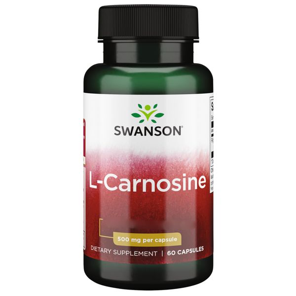 Swanson, L-Carnosine, 500mg, 60 Capsules, Amino Acid, High-Dose, Lab-Tested, Soy-free, Gluten-free, GMO-free