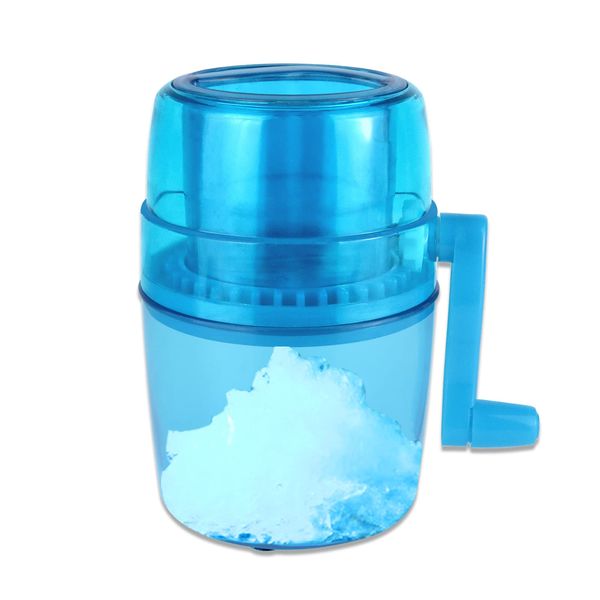 Hand Crank Ice Crusher,Snow Cone Machine Household Mini Portable Ice Shaver with Stainless Steel Blade Manual Ice Crusher for Snow Cone, Slush, Shaved Ice(Blue)