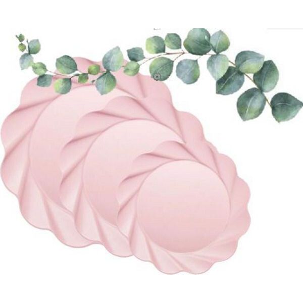 Eco-Friendly Compostable Pink Party Plates - 24 Piece Set  3 sizes. 7" 9.5" 12"