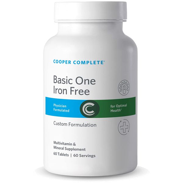 Cooper Complete - Basic One Multivitamin Iron Free - Daily Multivitamin and Mineral Supplement - 60 Tablets per Bottle. Pack of 3